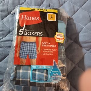 Hanes Men's Tagless Boxers - Blue and Black